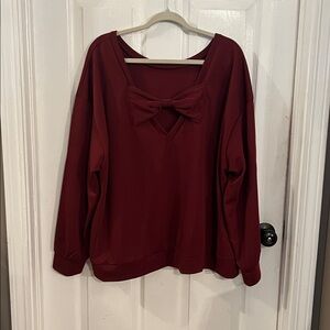 SHEIN Burgundy Bow Detail Top